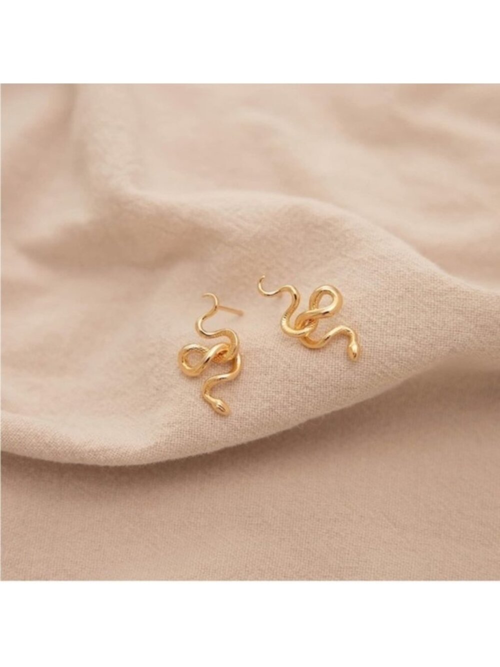 GOLD 14k Gold Plated Tangled Snake Earrings